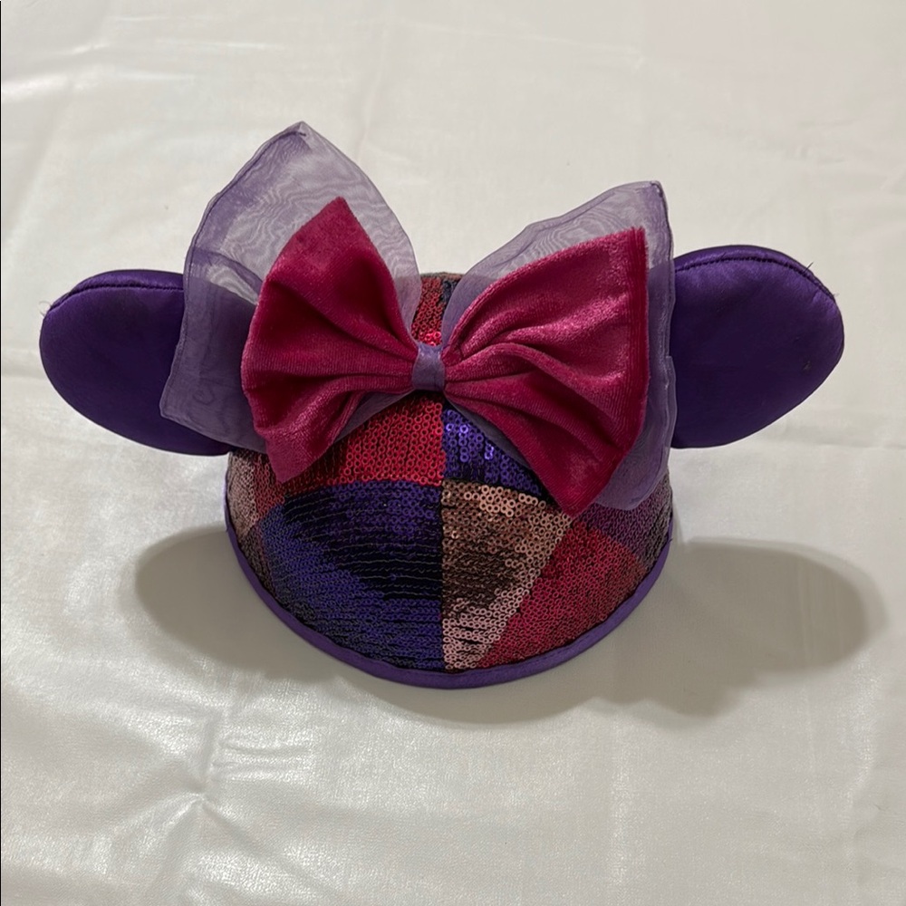 Disney Parks Pink and Purple Sequin Ear
Hat with Bow - Minnie Mouse